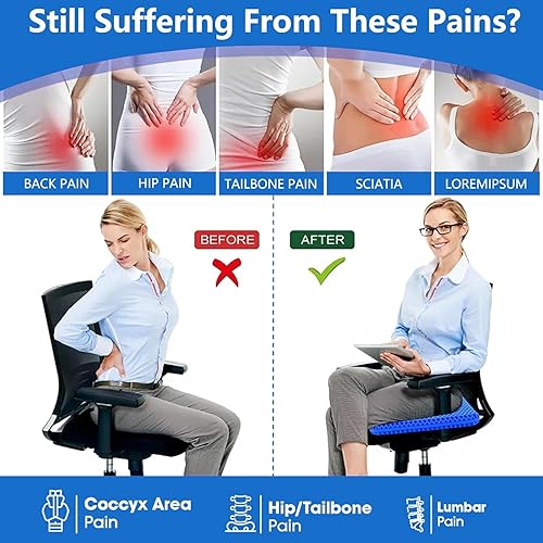 Miniatura 7 de Cojín de gel para asiento de coche, cojín de gel transpirable en forma de U para sentarse durante mucho tiempo, cojín para silla de oficina, cojín