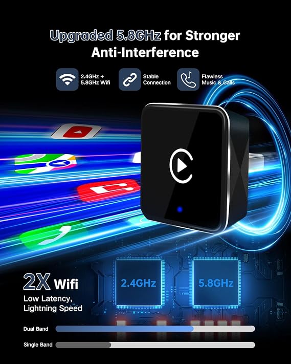 Wireless CarPlay Adapter for iPhone, Convert Wired to Wireless, Small Size