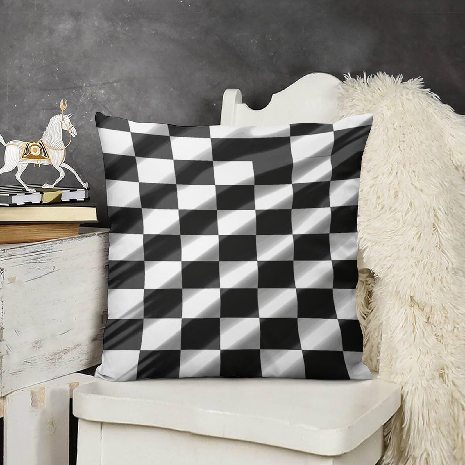 FodPand Boho Farmhouse Checkerboard Pillow Covers with Hidden Zipper 24x24 Soft Plush Cushion Cover Decorative Throw Pillow Cases for Couch Bed Sofa Living Room Indoor Outdoor Home Decor