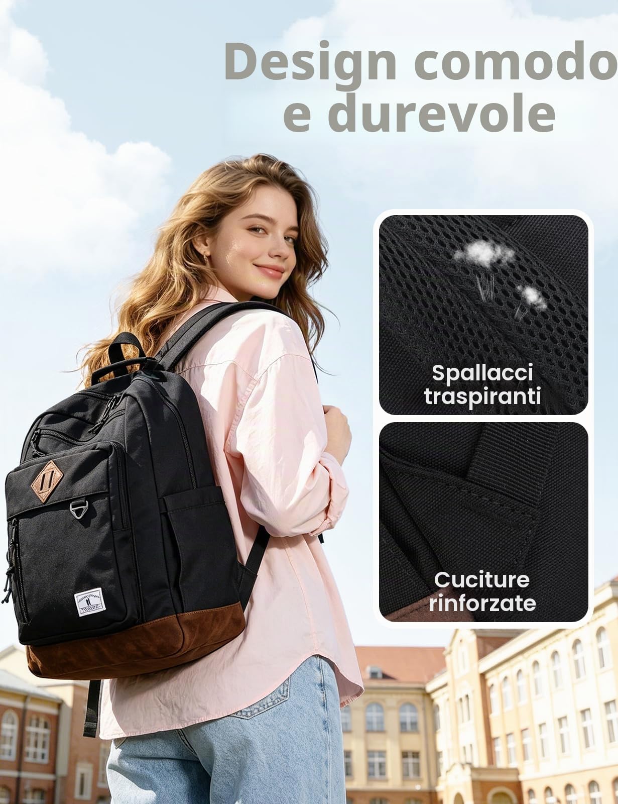 VX VONXURY Zaino Uomo, Leggero Zaino Scuola per Donna, Casual Zaino da Viaggio Resistente all'acqua per Adolescenti Università Lavoro