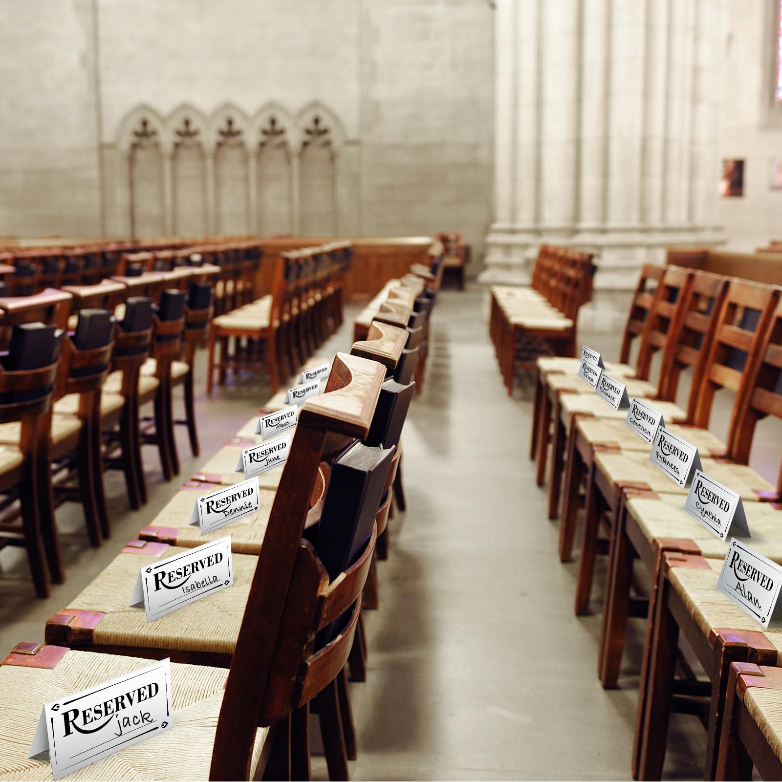 Resurhang 300 letreros de papel para mesa reservada con línea de nombre reservada, letreros de doble cara para reservar asientos, restaurantes, bodas, recepciones, iglesias, reuniones de negocios
