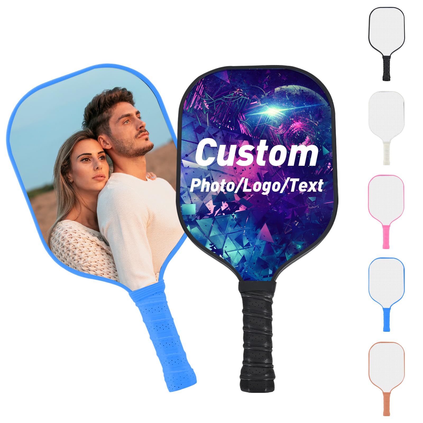 KAINSY Custom Pickleball Paddle, Personalized Pickleball Paddles Carbon Fiber with Own Photo Text Logo Design, Lightweight Pickleball Racket, Pickle Ball Paddle, Gifts for Pickleball Lovers Beginners