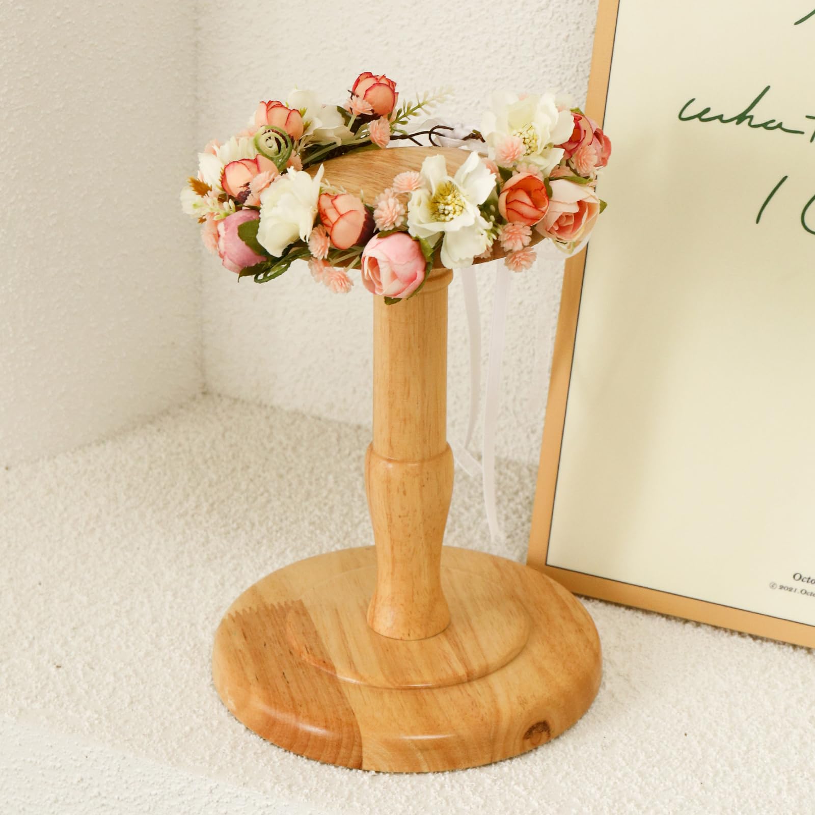Corona de flores para niñas y niñas, tocado bohemio para bodas, fotografía familiar, Rosa (Flower Pink), talla única