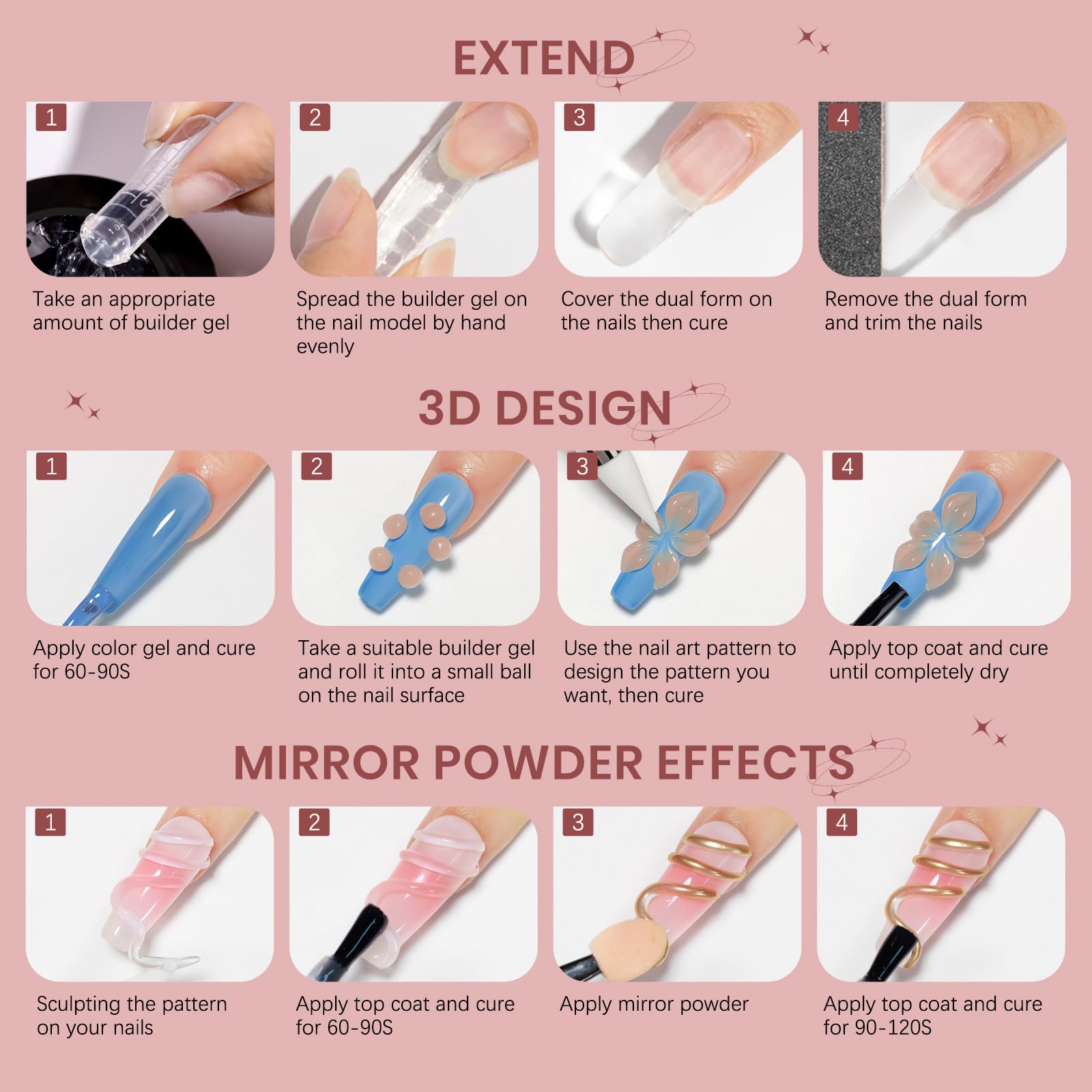 SUPWEE Fester Builder żel do paznokci Non-Stick Hand 3D Rzeźba żel przezroczysty nagi solidny Nail Art rzeźbienie wzorów, wytłaczanie twarde do paznokci Mnikure