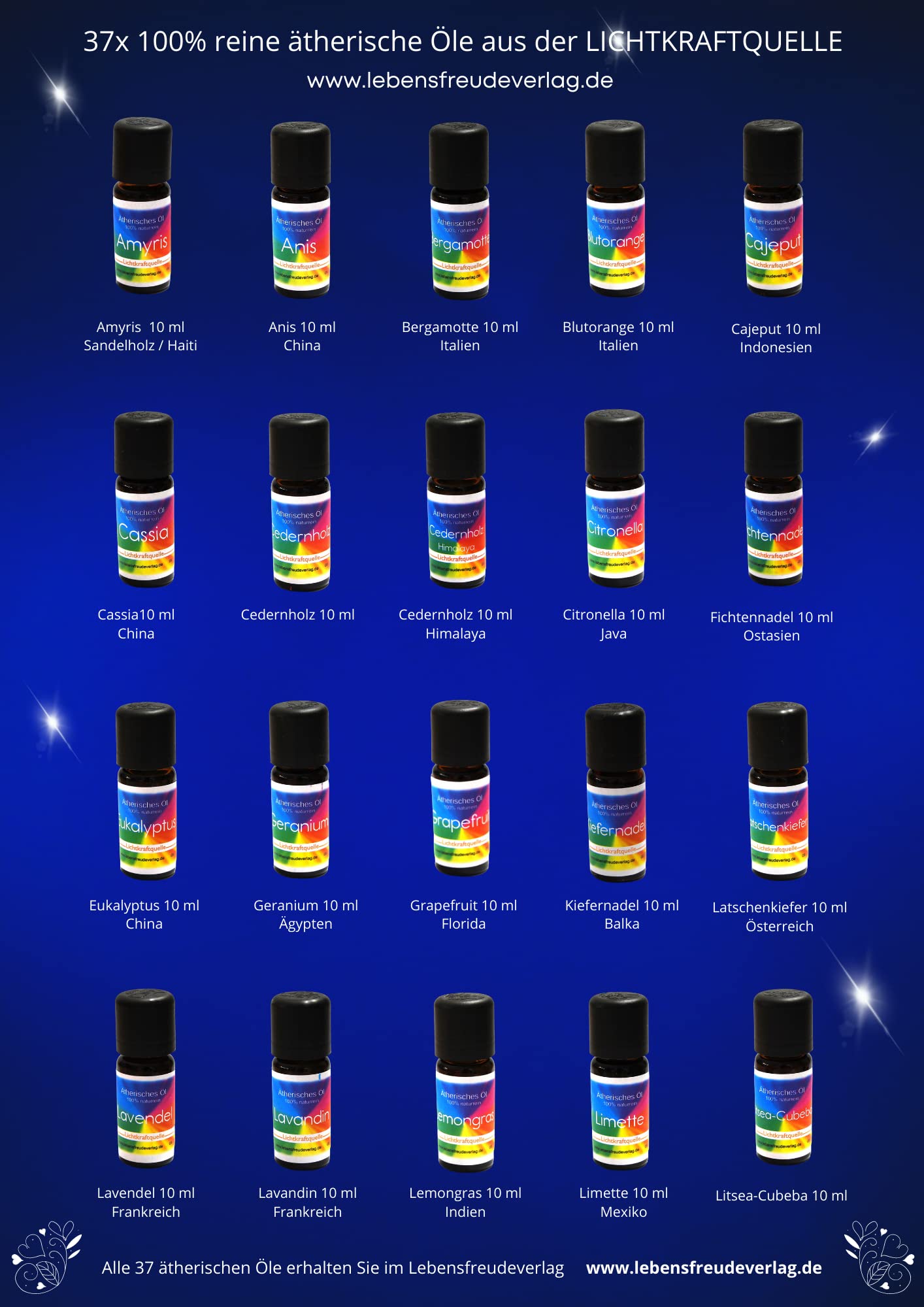 Set 36 Ätherische Öle 100% Beste Qualität - Feinste Düfte
