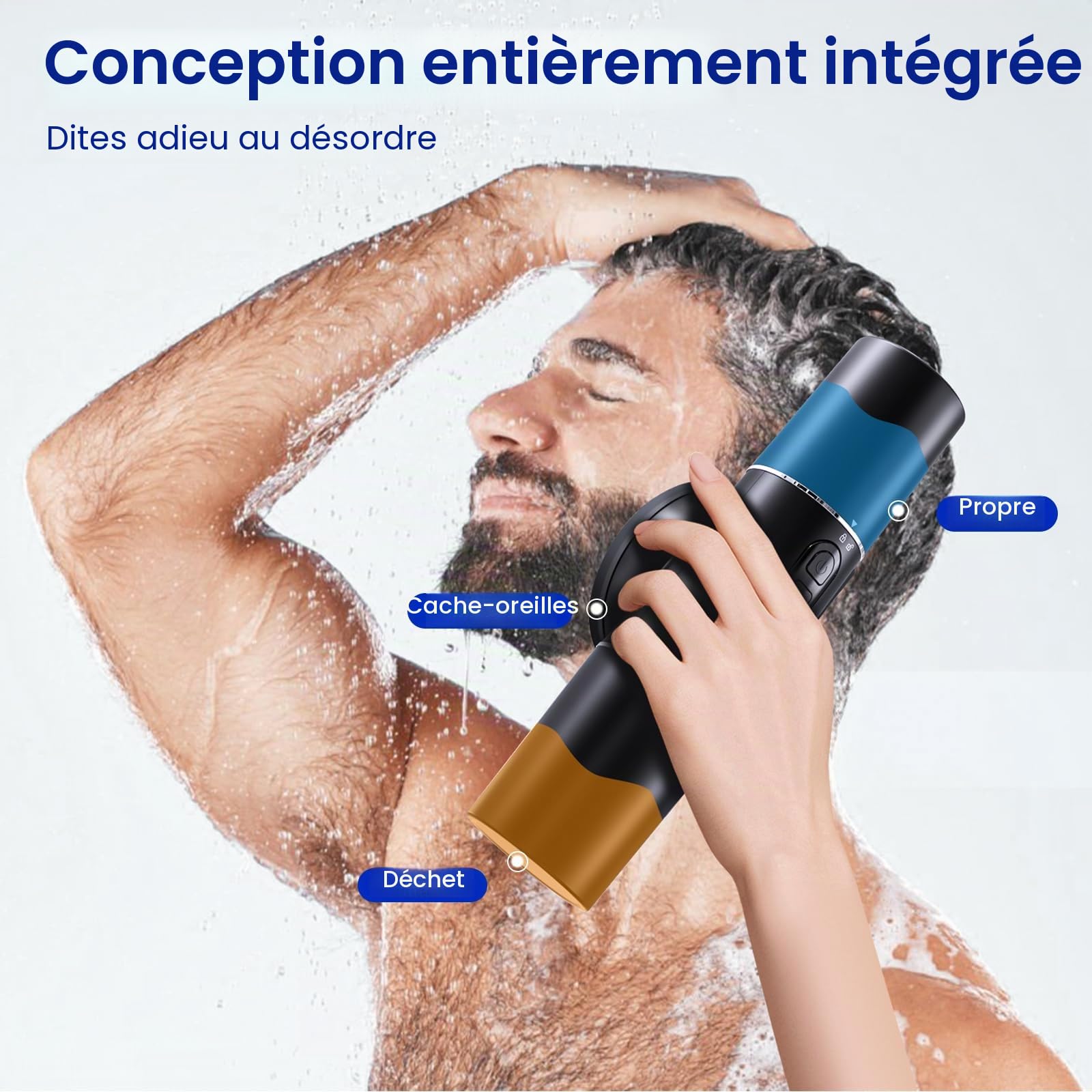 Nettoyeur auriculaire électrique pour adultes - Construction monobloc IPX7 étanche - Nettoyage des oreilles - Utilisation à une main