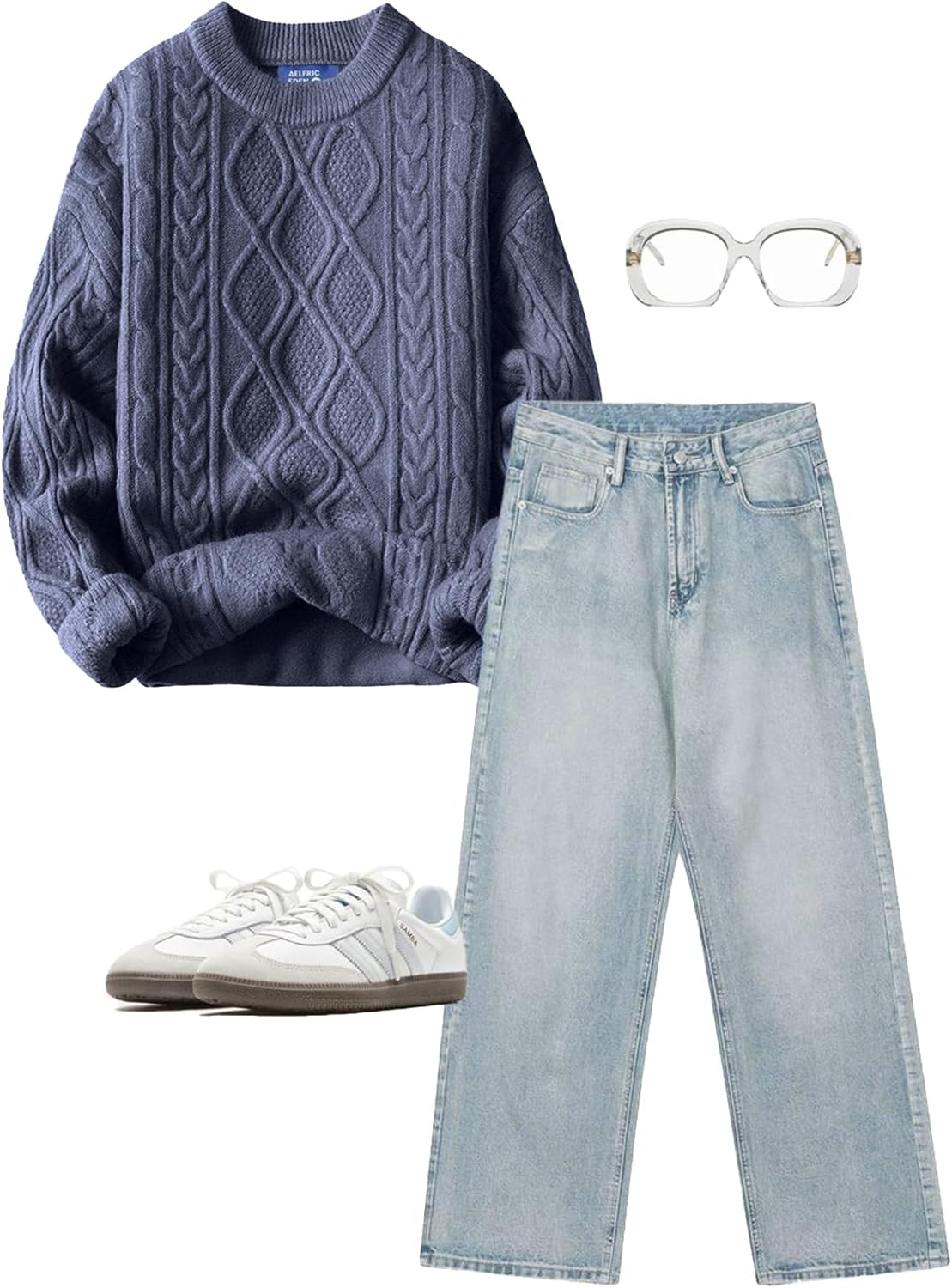 Aelfric Eden Oversized Sweater 90s Vintage Cable Knit Long Sleeve Women Heavy Crewneck Pullover - Image 4