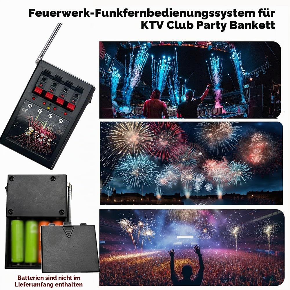 Kabelloses Feuerwerk-Schießsystem – Erweiterbares batteriebetriebenes Feuersystem für Hochzeiten, Partys und Hotels, umweltfreundlich, Bühnenfernbedienung