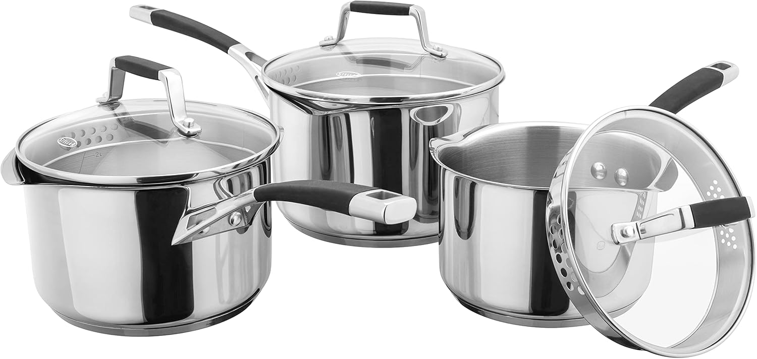 Stellar Induction S5A1D Set of 3 Stainless Steel Draining Pans 16cm