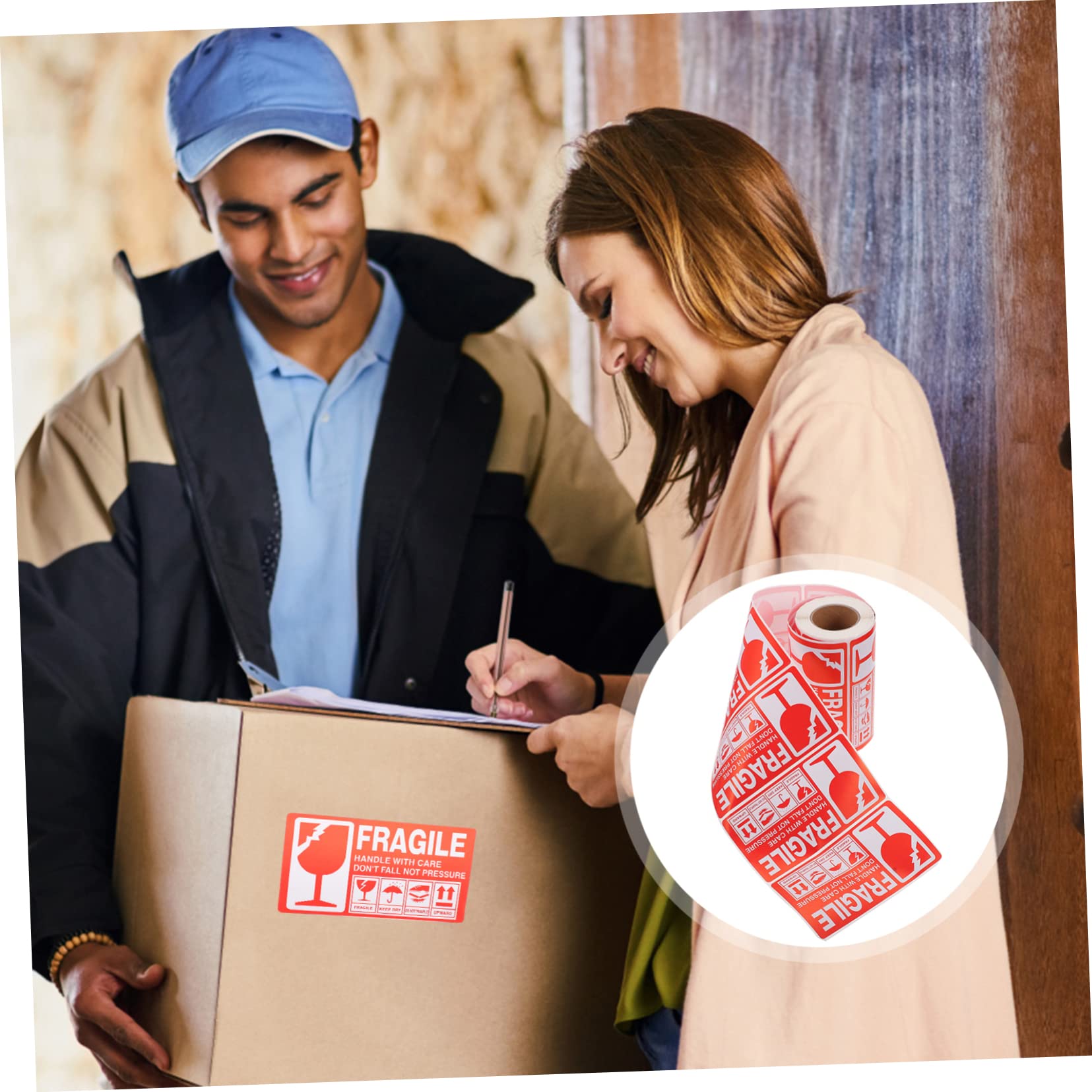DOITOOL 2 Etichette Fragili Adesive Resistenti Impermeabili per Spedizioni per Pacchi Fragili Confezione