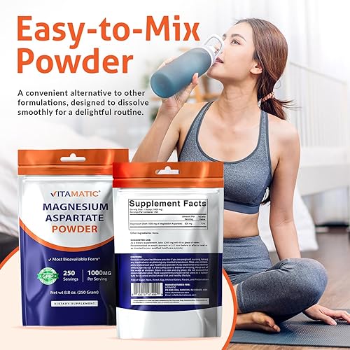 Miniatura 3 de Vitamatic Aspartato de magnesio 1000 mg por porción apoya la salud muscular, articular y cardíaca, 8.82 oz - 250 porciones