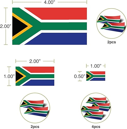 Miniatura 2 de Desert Cactus Paquete de 8 calcomanías de bandera de Sudáfrica, paquete de 8 unidades en total, calcomanías de país, logotipo de niños, álbum de