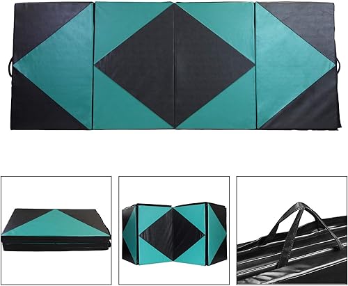 Miniatura 3 de ZENOVA Colchoneta de gimnasia de 3 x 6 x 2 pulgadas, 4 x 8 x 2 pulgadas, plegable, para ejercicios aeróbicos, entrenamiento, fitness, gimnasio