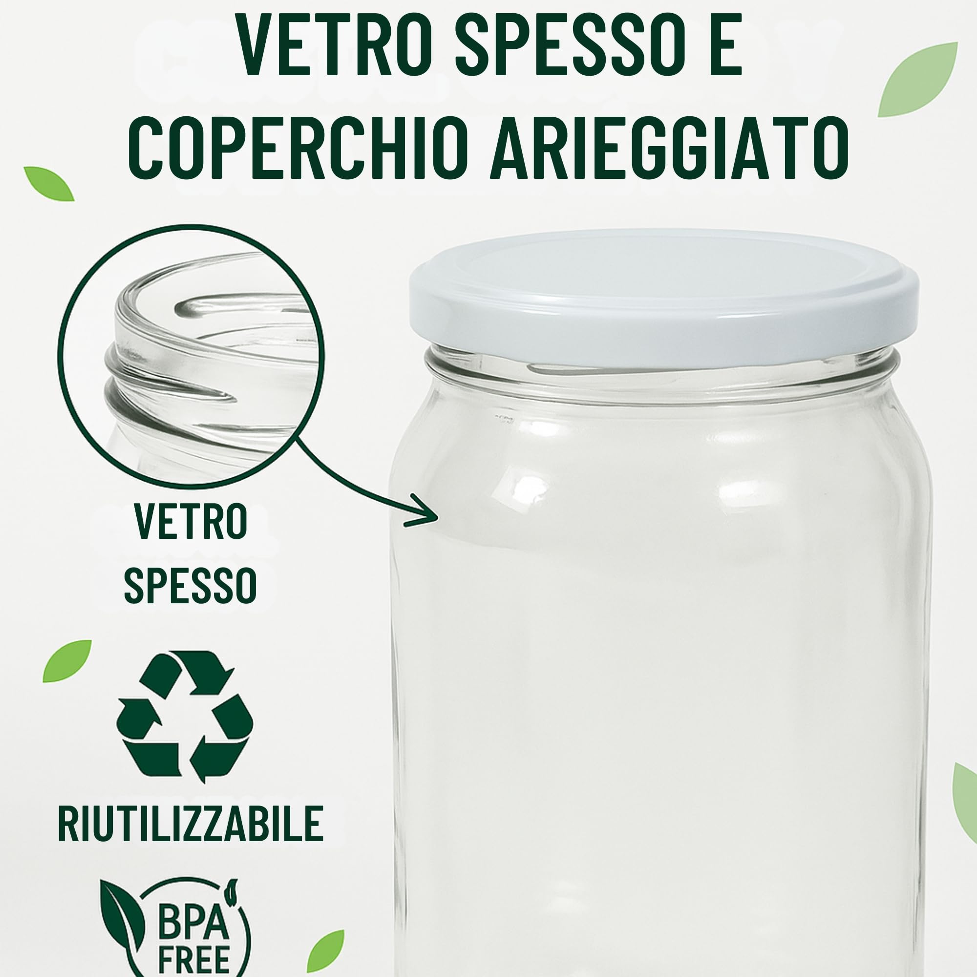myFERMENTS - Barattoli di Vetro 2L per Fermentazione | Vasetti Ermetici con Coperchio per Alimenti | Ideali per Kefir, Kombucha, Sottaceti | Bocca Larga, Trasparenti, Vetro