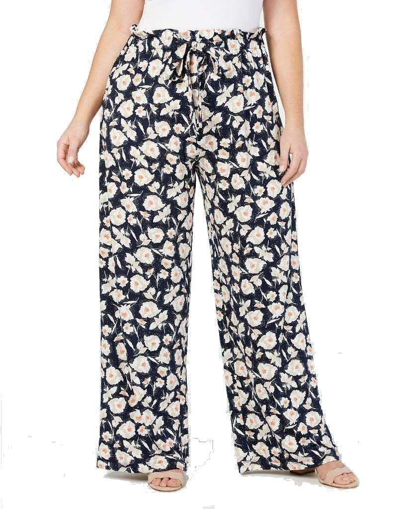 John Paul Richard Plus Size Paperbag Waist Soft Pants High Seas 1X