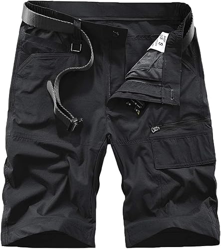 Pantalones cortos tipo cargo para hombre, cómodos, ligeros, de secado rápido, elásticos, con múltiples bolsillos (sin cinturón)