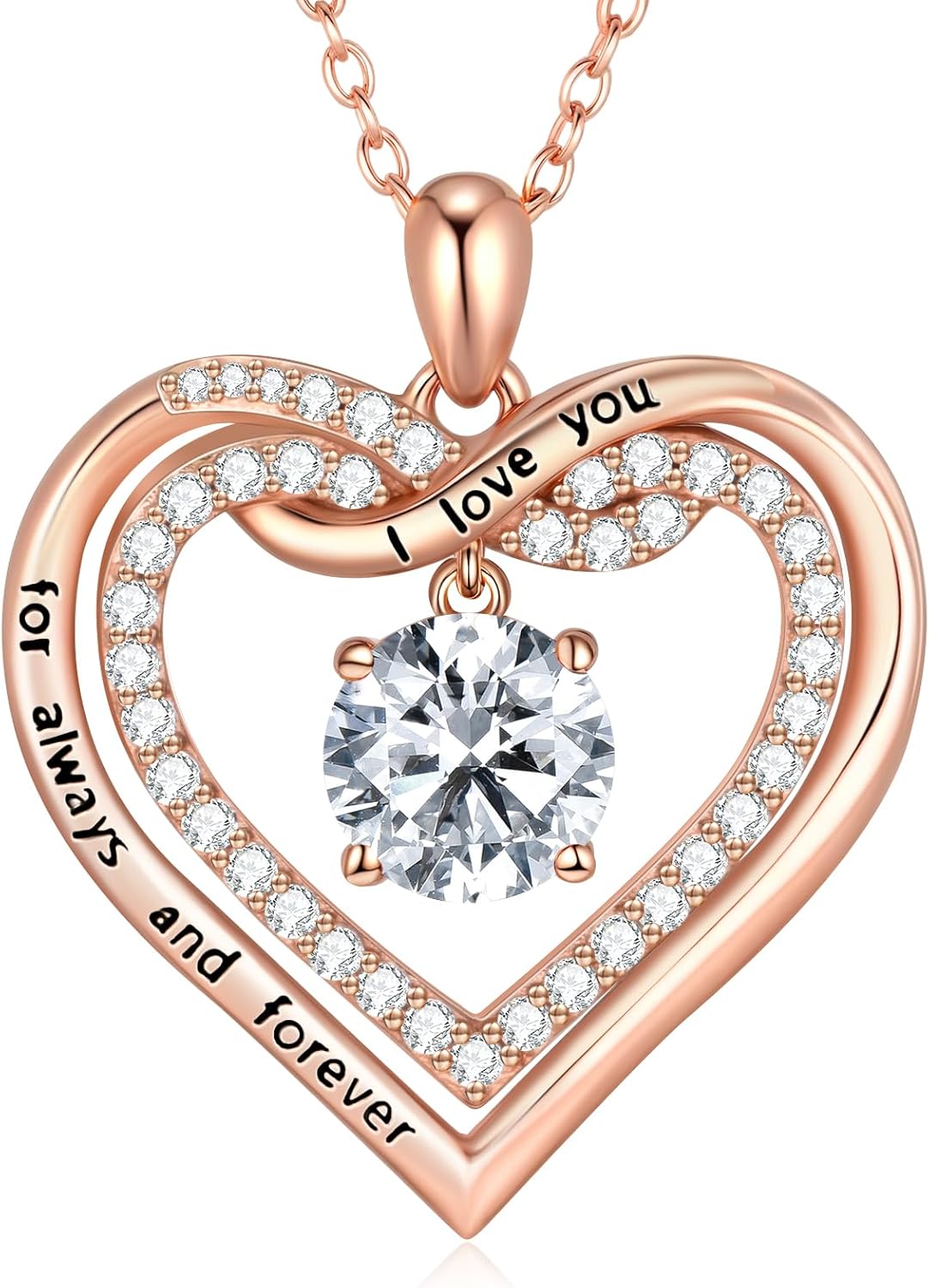 Infinity Heart Birthstone Necklaces for Women, Birthday Jewelry Valentine's Day Gif...