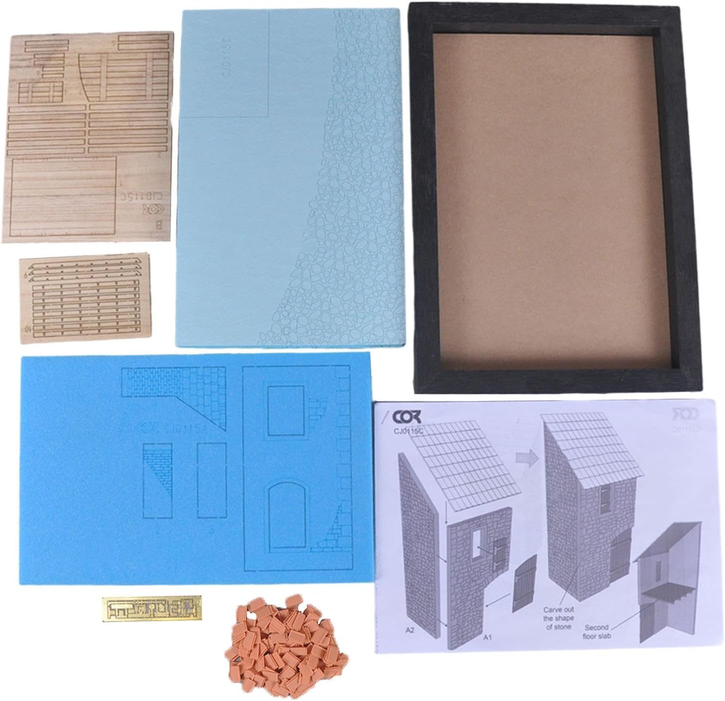 1/35 Building Model Kit, Architecture Model, DIY Easy Assembly, Wood Foam Diorama Premium Micro Landscape Scenery Layout, Style A