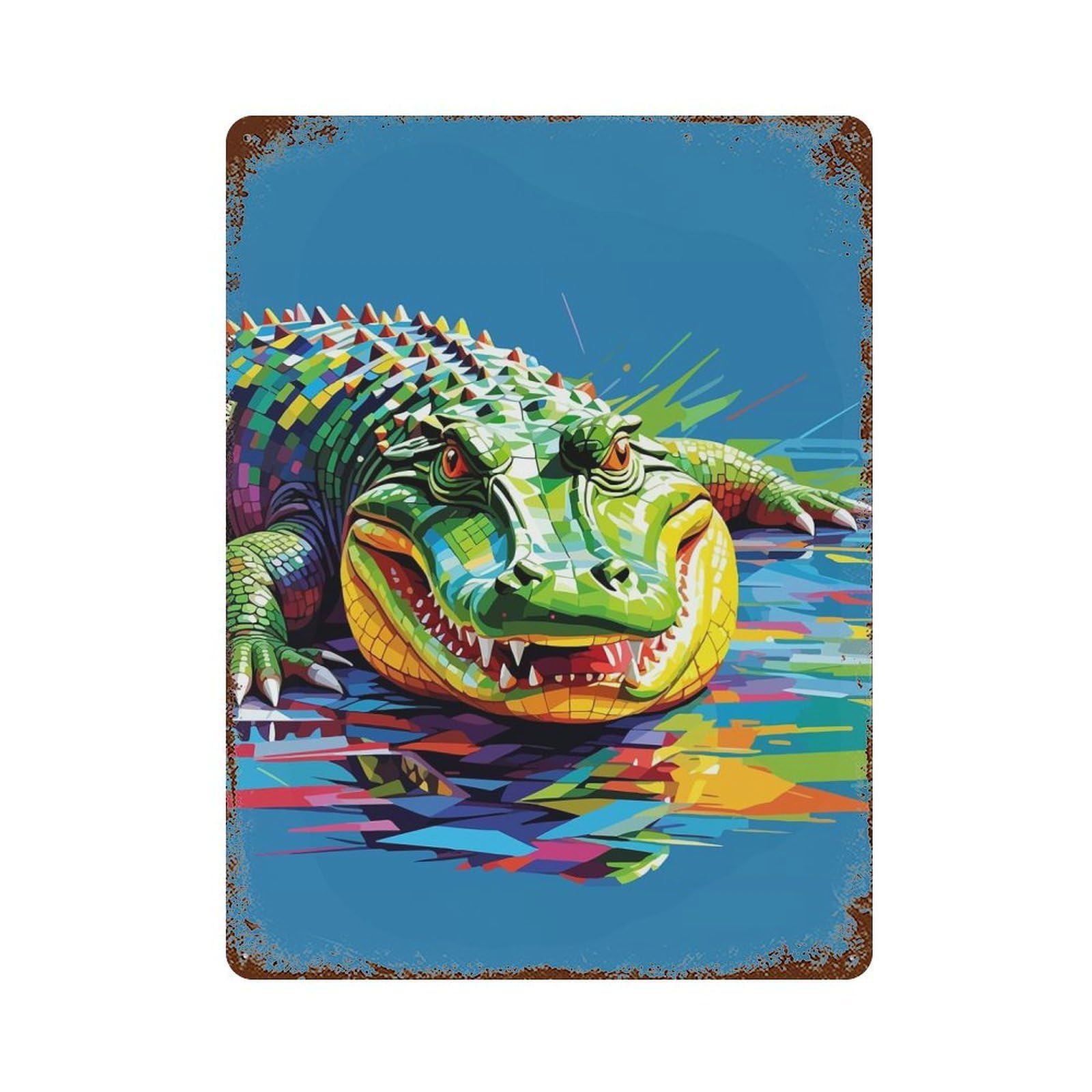 Crocodile Wpap Pop Art Retro Metal Sign 15.7"x11.8", for Garage, Bar And Workshop Decor, Shabby Chic Decor