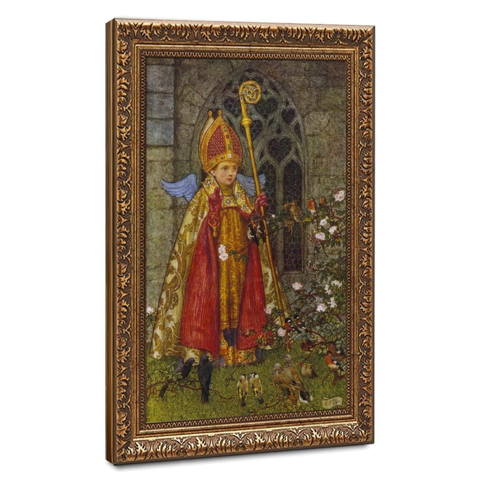 WCYB Saint Valentine Ministering to The Birds by Eleanor Fortescue Brickdale Prints Posters Canvas Deco Paintings Wall Art For Office Living Room Hangable