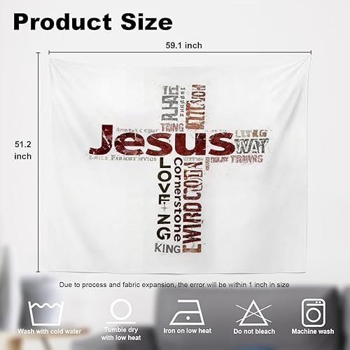 Miniatura 5 de Shrahala Tapiz de pared cristiano con palabras blancas, palabras de Navidad, escuela, Jesús, Biblia, adoración de la Biblia, tapiz grande para