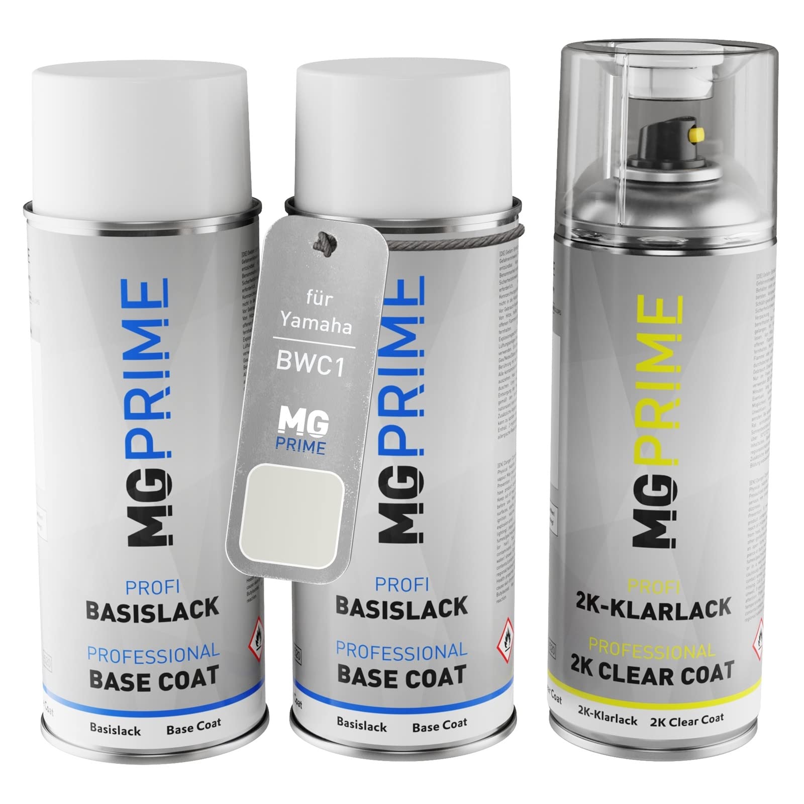 MG PRIME Bombolette di vernice per Yamaha BWC1 Bluish White Cocktail P +2K | Vernice per moto, Kit vernice di fondo + base + trasparente 2K, bombolette spray 400ml