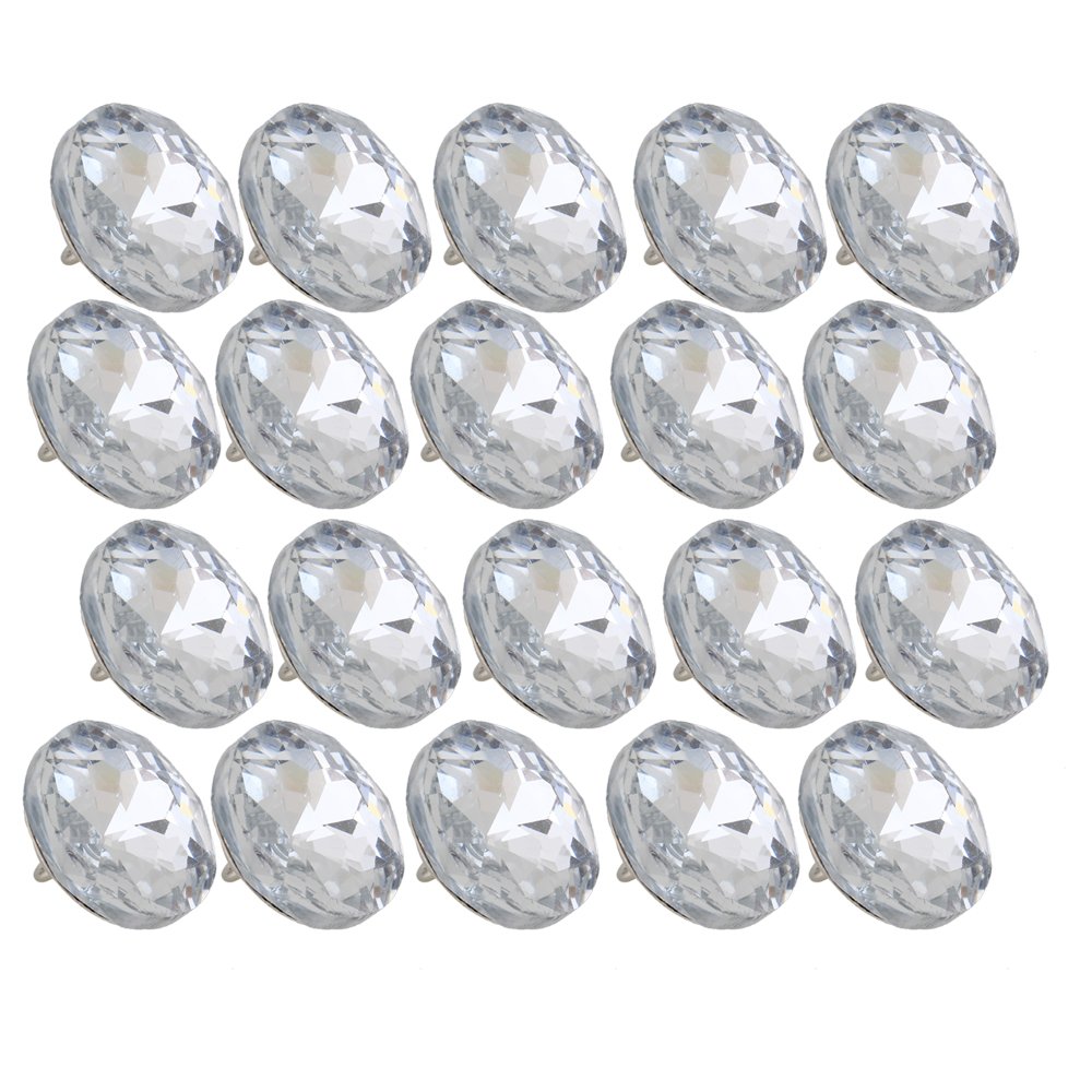 20pcs 25mm Dia Clear Crystal Diamante Round Buttons Tufting Sofa Upholstery Headboard