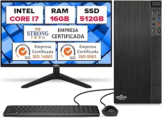 Computador Completo Intel Core i7 16GB SSD 512GB Monitor 17" 4 Núcleos Super Turbo Pc Hdmi Teclado e Mouse Strong Tech