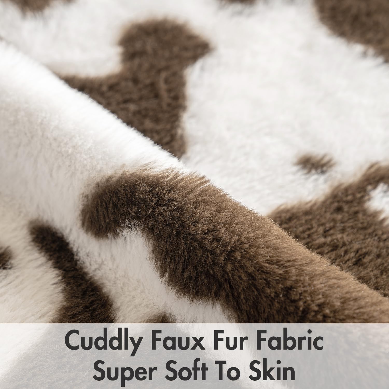 Woaboy Pack of 2 Luxury Faux Fur Throw Pillow Covers Cowhide Decorative Soft Fluffy Plush Couch Throws Brindle Cushion Covers for Couch Living Room Sofa Bedroom 20x20 Inch，Coffee