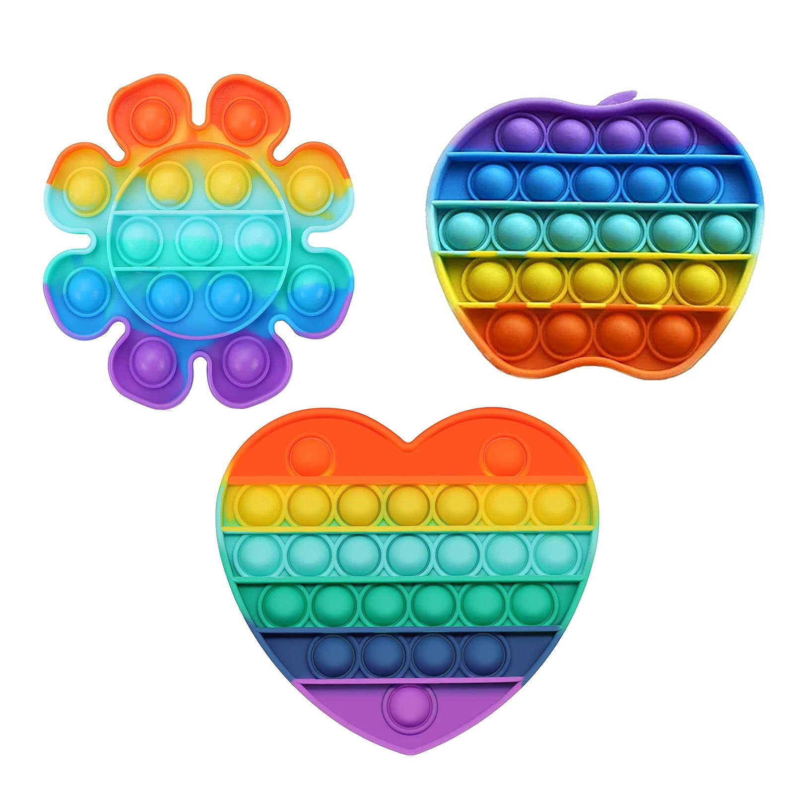 KBV Stress Relief Poppers Satisfying Bubble Burst Push Its Pop Up Sensory Toy Relaxer Pack of 3 (Apple, Flower, Heart) (B09CPPHPNW) Amazon Price History, Amazon Price Tracker