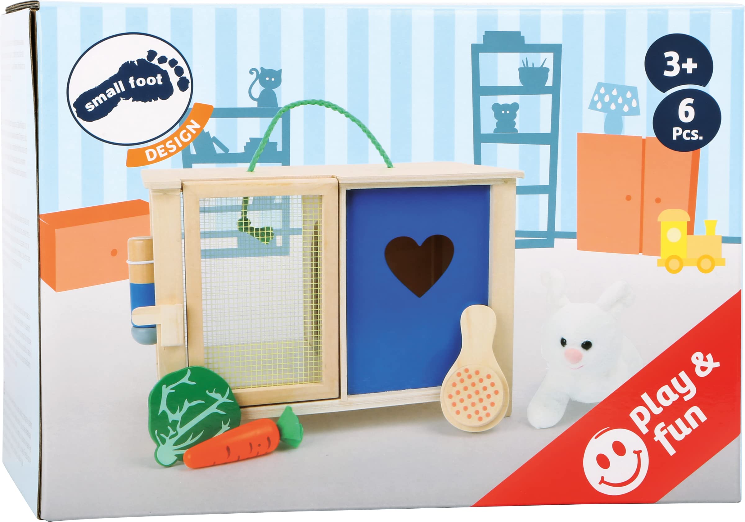 small foot konijnenhok met ren, met uitgebreide accessoires, rollenspel voor kinderen vanaf 3 jaar, 12399