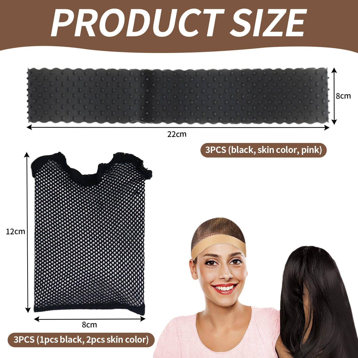 Fasce Per Capelli Da 3 Pezzi E Reti Per Parrucche Da 3 Pezzi, Fasce Per Parrucche In Silicone, Fasce Antiscivolo, Fasce Antisudore, Fasce Elastiche