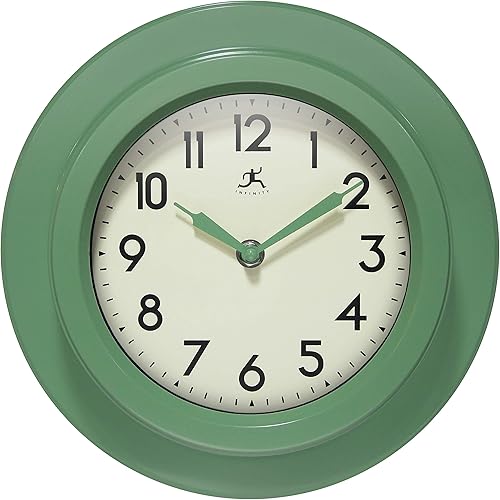 Miniatura 1 de Infinity Instruments Retro Escape Plastic 9.75" - Reloj de pared interior con movimiento silencioso, color verde