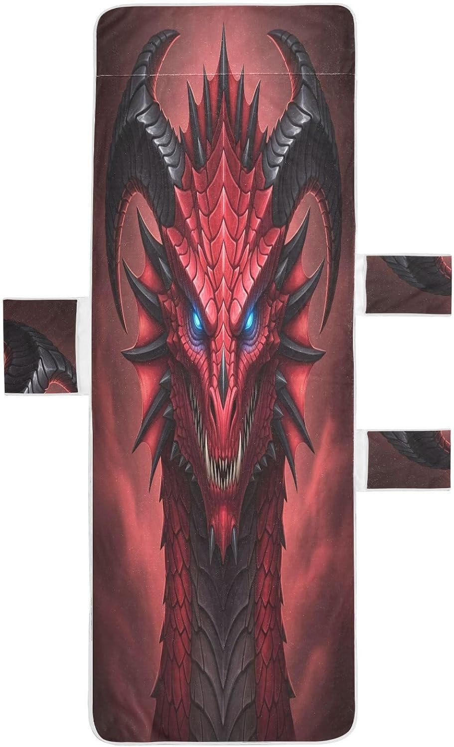 Dragon Lounge Chair Towel Cover with Side Pockets – 85x30in Foldable Chaise Cover for Beach, Pool, Patio, Spa
