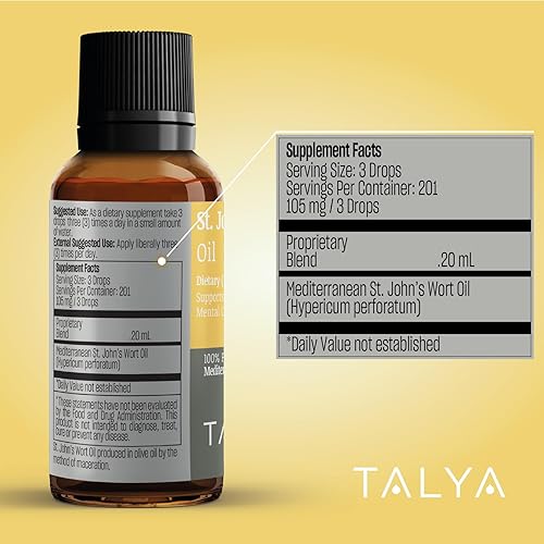 Miniatura 3 de TALYA Aceite de hierba de San Juan, 0.67 onzas líquidas, 100% puro y natural, suplemento dietético, para el estado de ánimo positivo y el equilibrio
