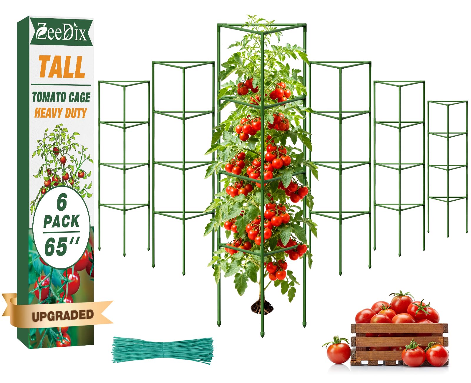 ZeeDix Tomaten Rankhilfe 6 Stück,165cm Stabile Pflanzen Rankhilfe