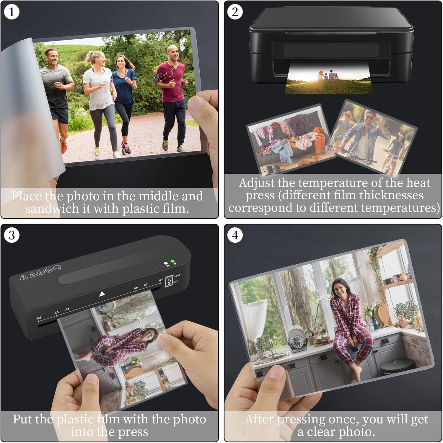 150 fundas para plastificar fotos transparentes para familia, estudio fotográfico, escuela (5 tamaños)