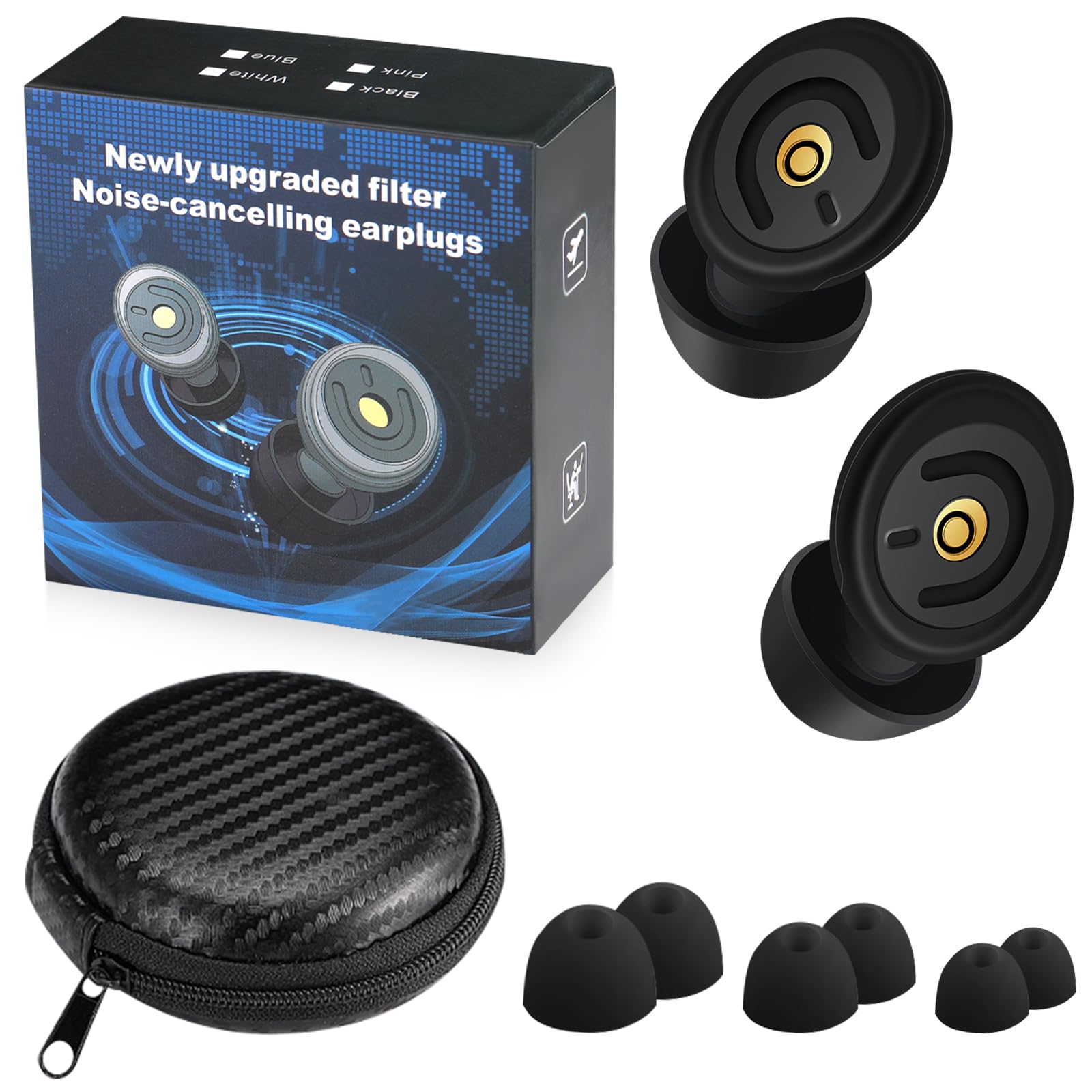 2 Ear Plugs for Sleeping - Reusable Noise Cancelling Earbuds Ultra-Comfy Concert Ear Plugs for Noise Reduction for