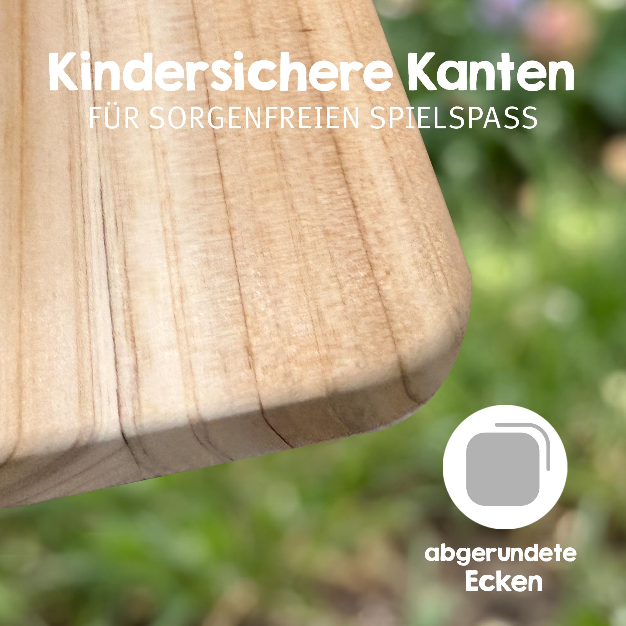roba Kinder Outdoor+ Sitzgruppe "Picknick for 4" - Sitzgarnitur aus Massivholz - Natur