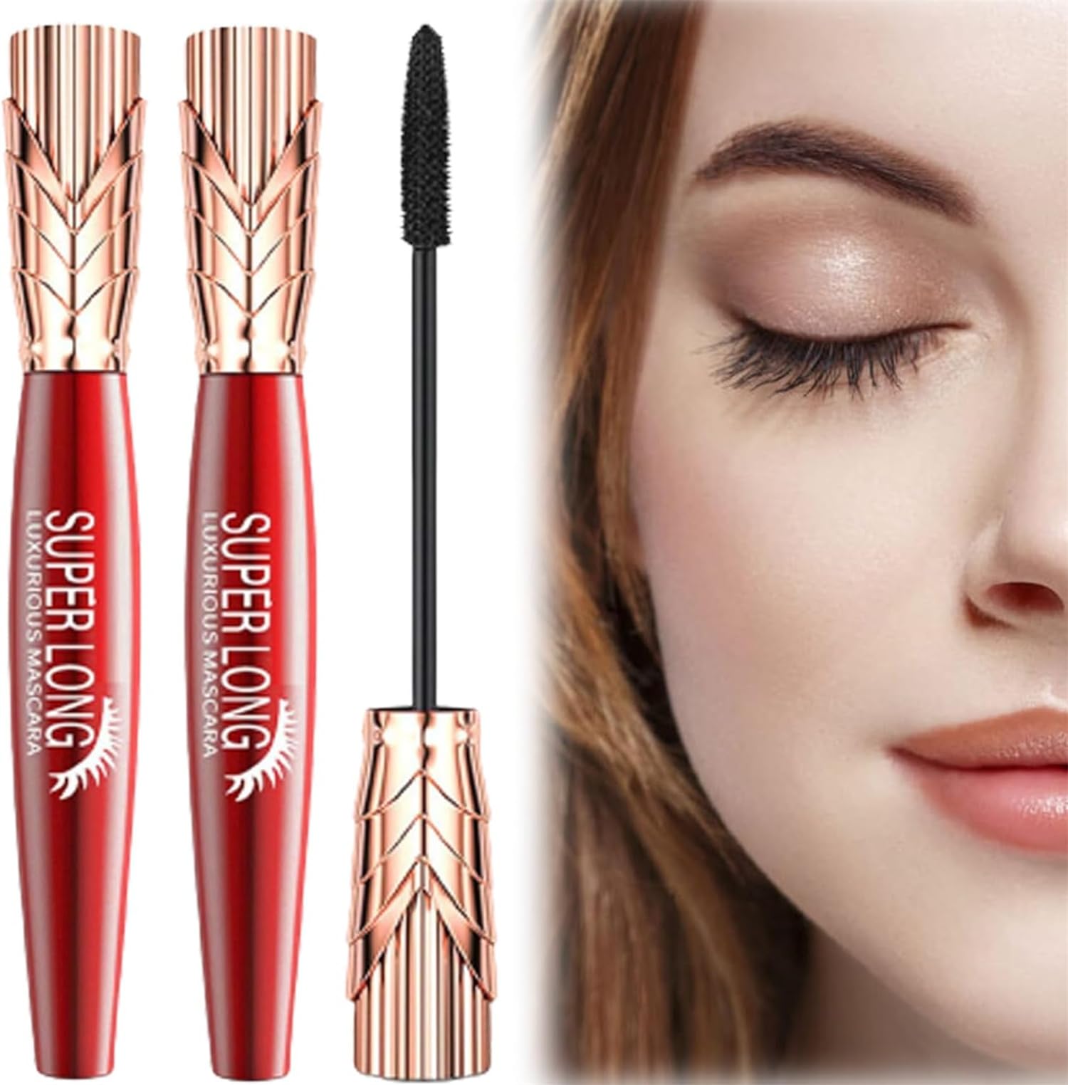 Mascara - Yanqina Super Long Mascara,4D Waterproof and Sweat Proof Mascara,Super Long Luxurious Mascara,4d Silk Fiber Lash Mascara,Instant Volumizing Mascara,Smudge Proof Waterproof (2 Pcs)