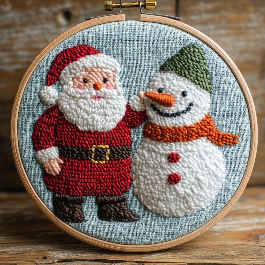 Punch Needle kit for Beginners Embroidery kit – Reindeer Eating Carrot from Santa, Punch Stitching kit for Adults, Needle Punch Kits for Adults