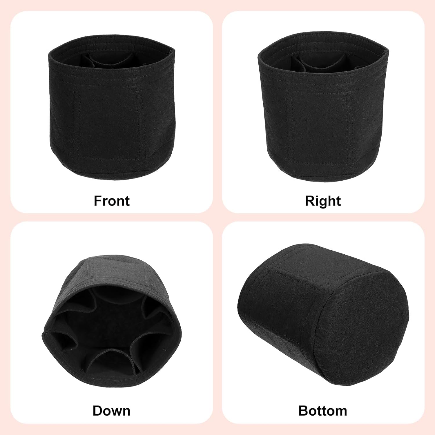 uxcell Purse Organizer Insert, Portable Felt Organizer Bags Round Multiple Compartments Purse Liner for Bucket Bag, Domed Satchel, Tote Bag, Handbag Shaper (8" x 4" x 5.5", Black) - Image 3