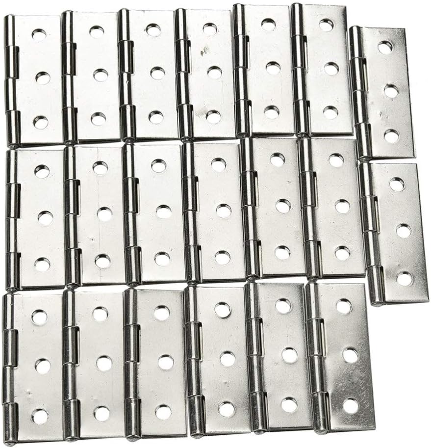 20 Pcs Silver Stainless Steel 6 Mounting Holes Butt Hinges 2.5 Long Door Hinge