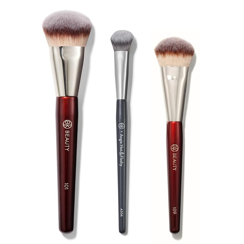 Kit com 3 pincéis de maquiagem BK BEAUTY: 101 Foundation, 109 Mini e A506 Concealer