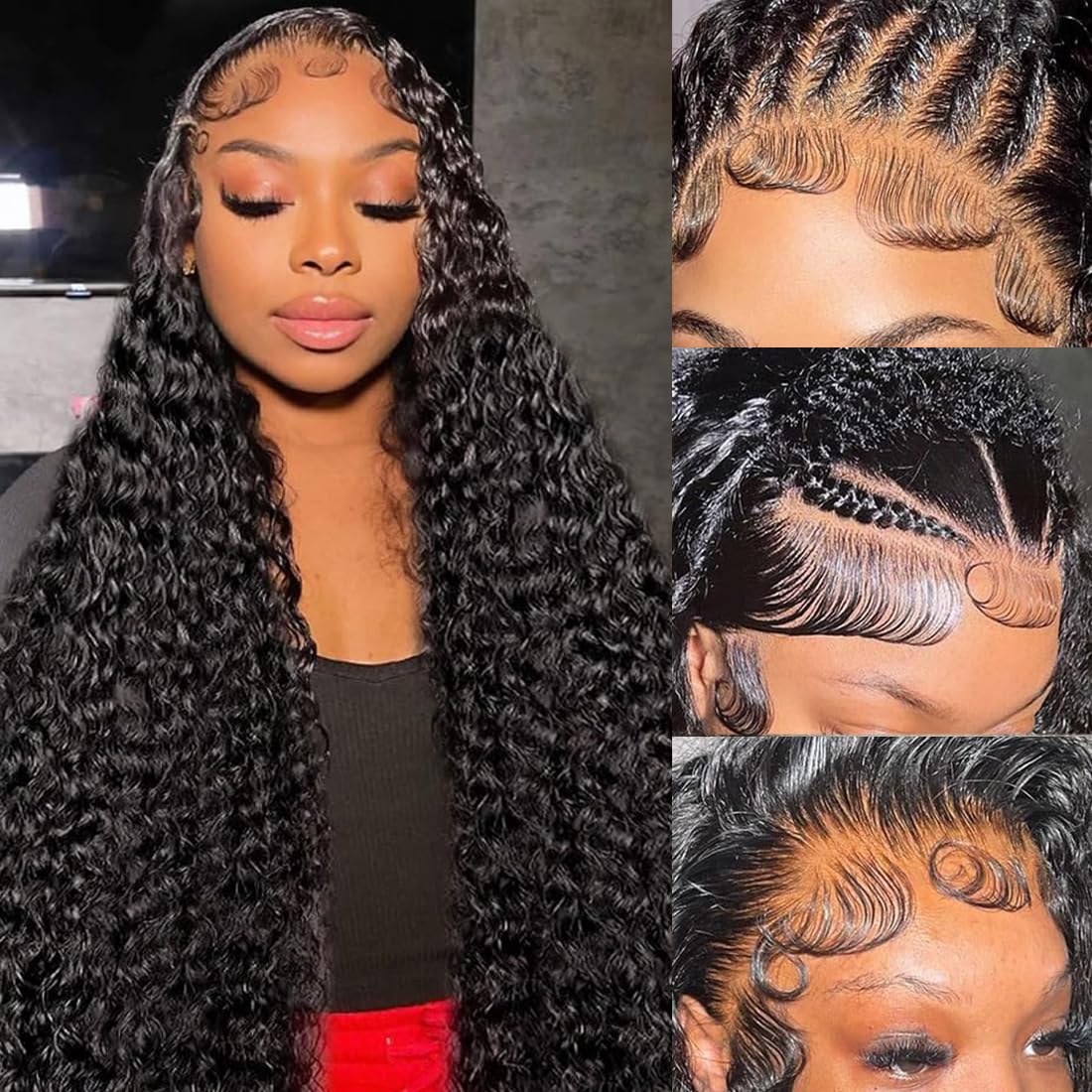 Rumdiku Deep Wave Lace Front Wigs Human Hair 13x6 HD Transparent Lace Front Wigs Human Hair Pre Plucked with Baby Hair 28 Inch Deep Wave Wig Human