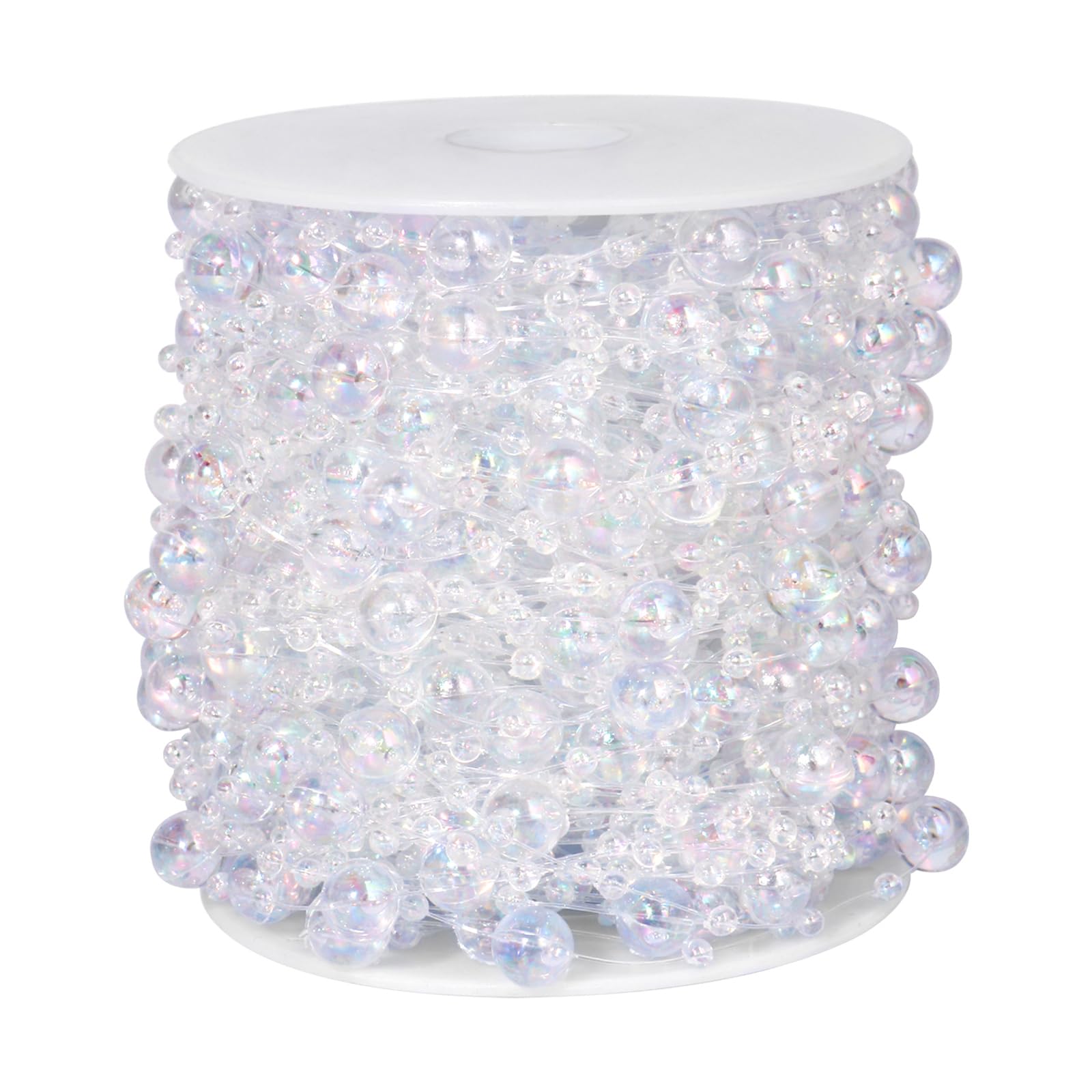98FT 8mm 3mm Iridescent Faux Pearl Beads String Garland Bulk for DIY Craft
