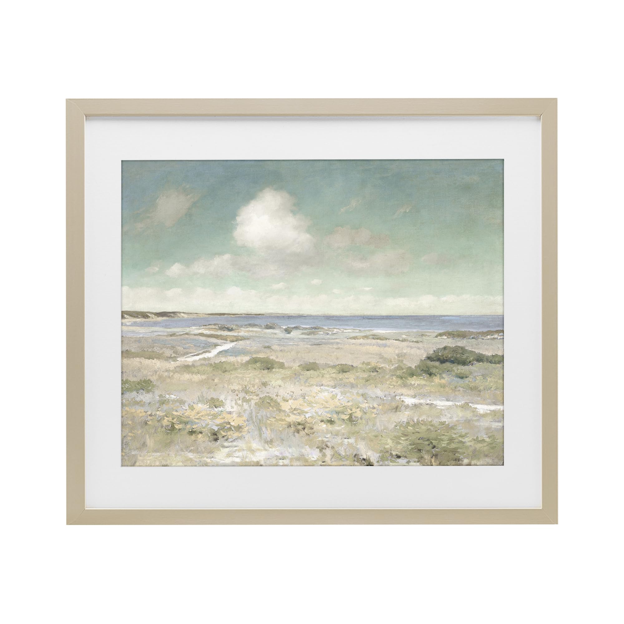'Water View with Clouds'| Framed Print Under Glass