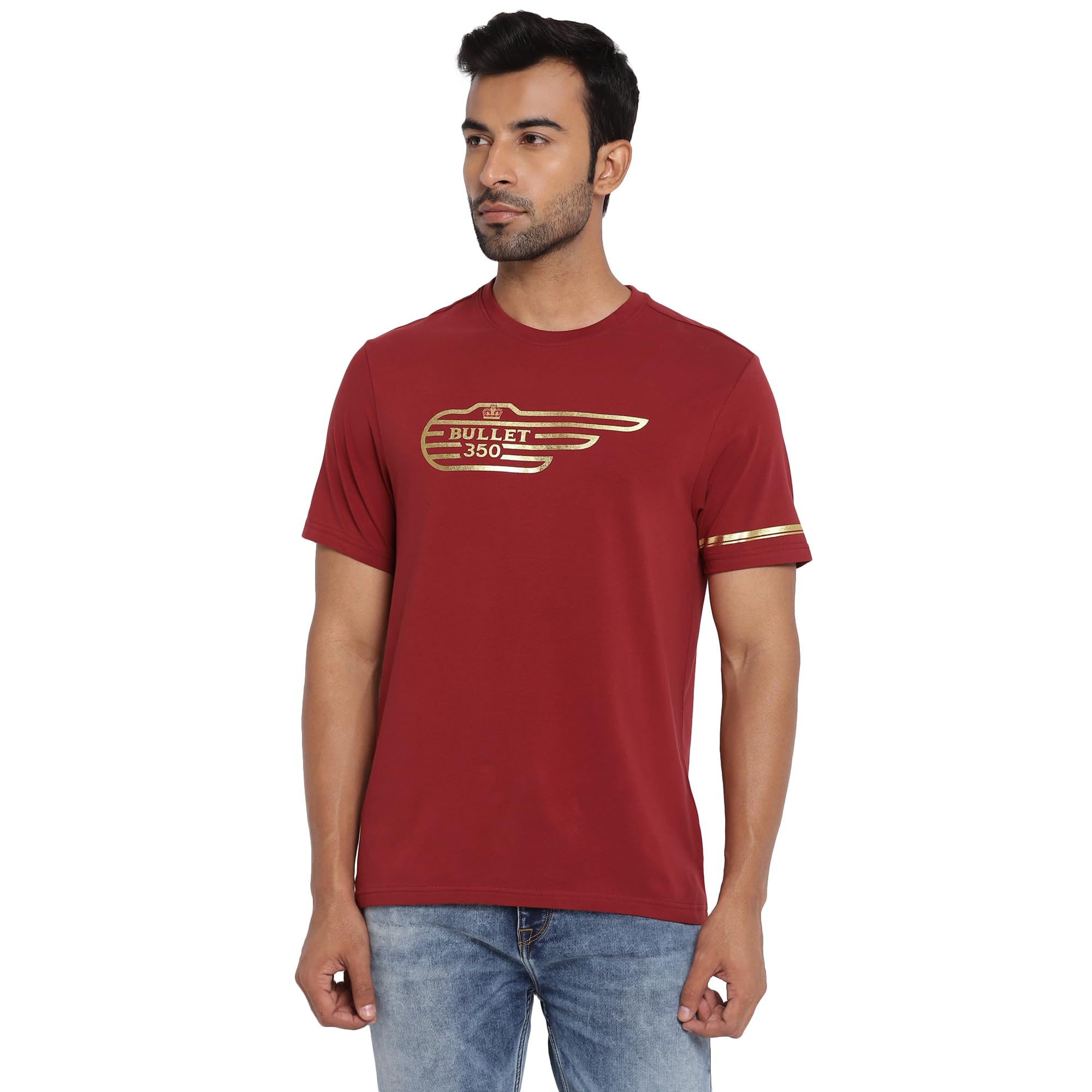 Royal EnfieldRoyal Enfield Men's Regular Fit T-Shirt (Maroon) 100% Cotton Fabric for Better Comfort