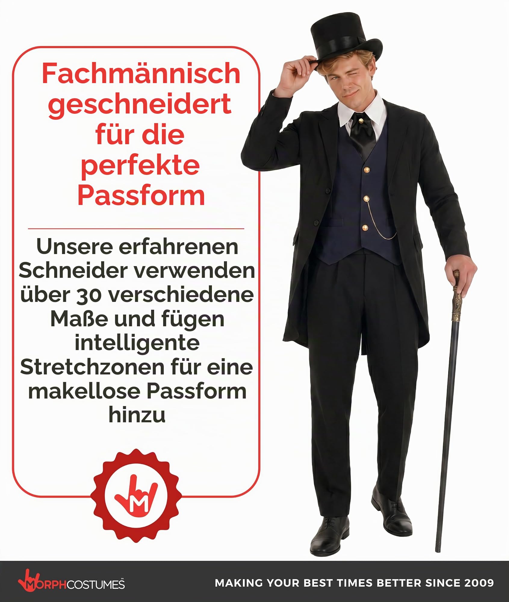 Fun Shack Frack Kostüm Herren, Viktorianisches Halloween Kostüm