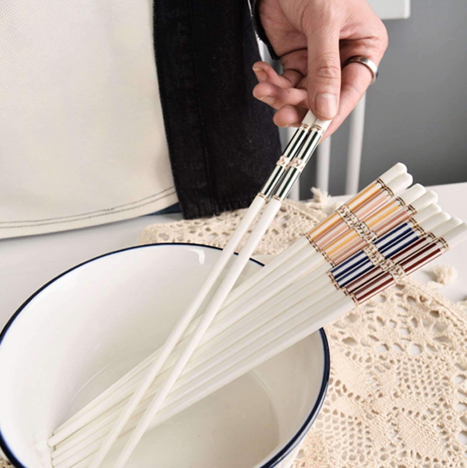 Baguettes en céramique, Baguettes en métal, baguettes japonaises céramique, coffret cadeau de haut gamme(A)
